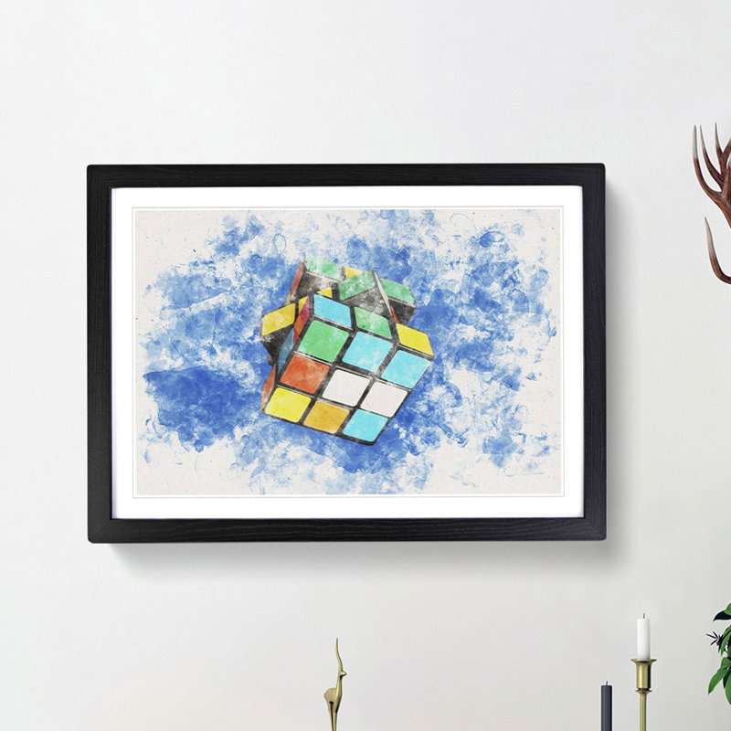 The Rubik Cube - Picture Frame Painting Print, 24cm H x 33cm W x 2cm D, Black Framed