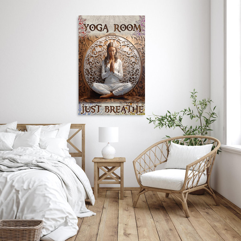«Yoga Room Just Breathe», impression sur toile rectangulaire de 1 pièce, H 20 po x l 16 po x P 1,25 po