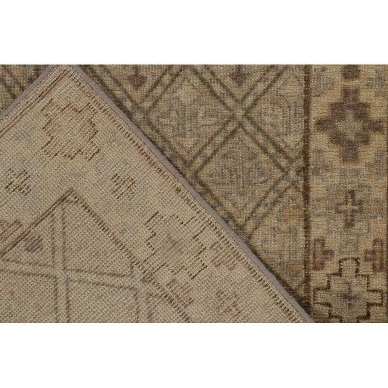 Distressed Homage Hand Knotted Wool Geometric Area Rug, Runner 2'6" x 10'