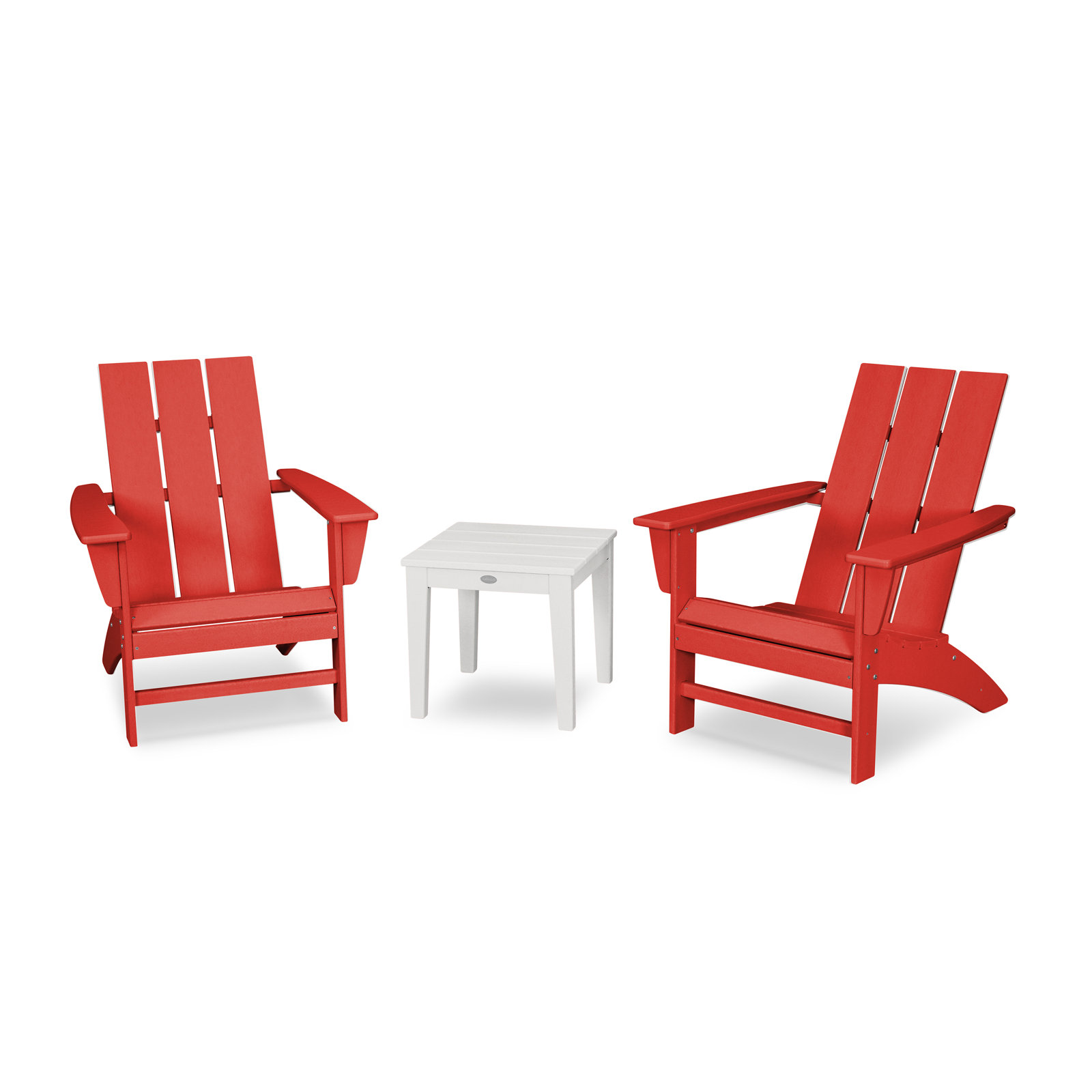 POLYWOOD® Modern Adirondack 2-Person Patio Seating Group, Sunset Red