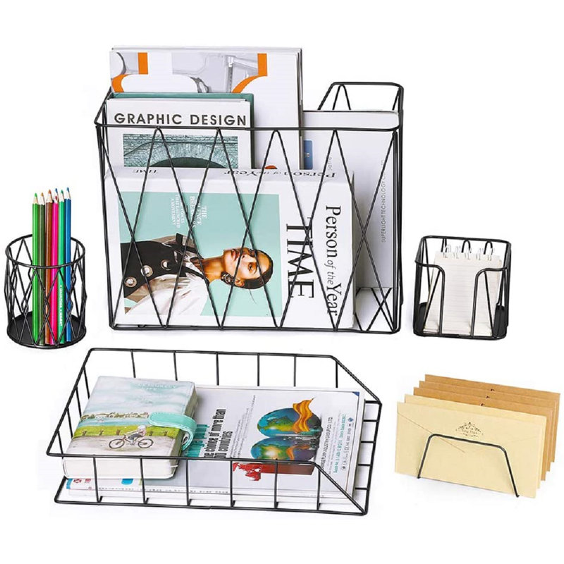 Amet Metal Desk Organizer Set, Gray