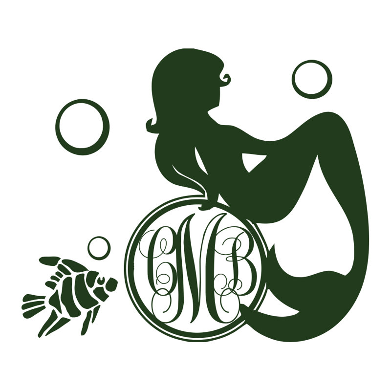 Décalcomanie murale chambre de bébé sirène, Vert
