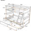 Lit superposé simple au-dessus d'un lit double en bois massif, gris - Lit de rangement durable: offre amplement d'espace pour les effets personnels