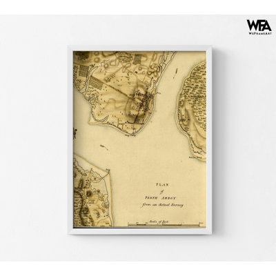 Perth Amboy 1777, Perth Amboy Map Print, Old New Jersey Poster, Office Wall Decor, Wood Frame Old Map Bedroom Decor, Rustic Map Print