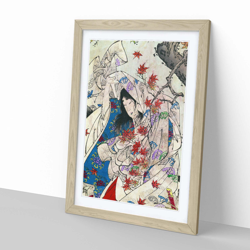 Autumn In Sumiyoshi by Tsukioka Yoshitoshi - Single Picture Frame Painting, 33cm H x 24cm W x 2cm D, Oak Framed