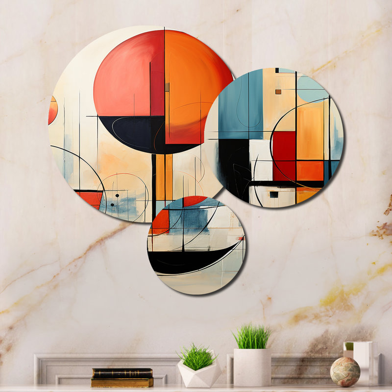 Ensemble de décorations murales colorées Mid-Century