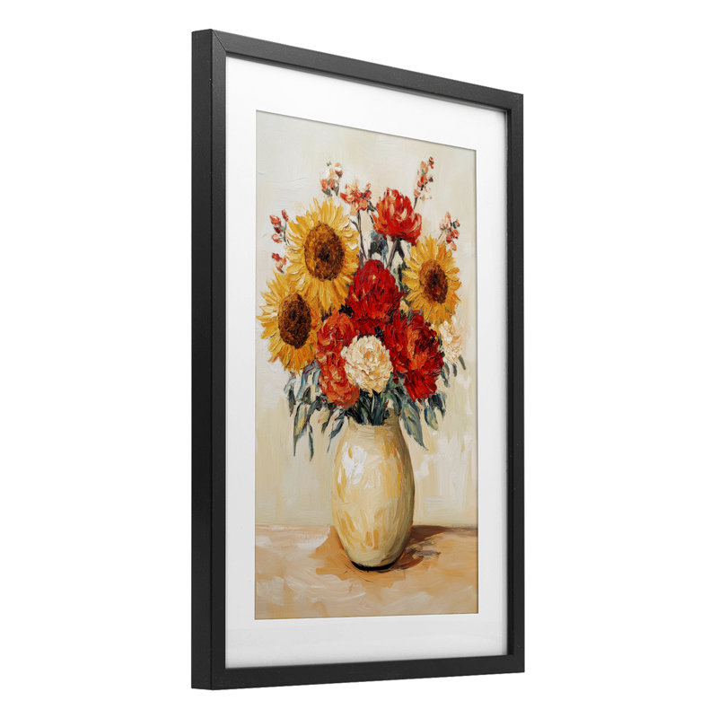 Charming Bouquet of Fall Framed Print Under Glass, design by Petal Prints Design, 20" H x 14" W, Midnight Black Frame