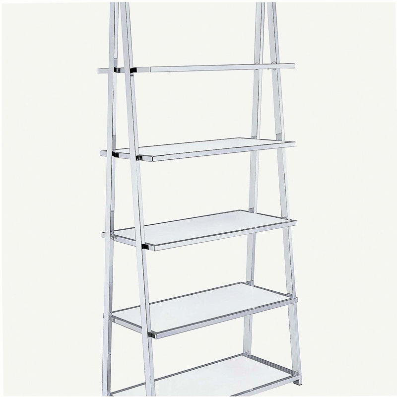 Bibliothèque blanche et chrome avec 6 tablettes