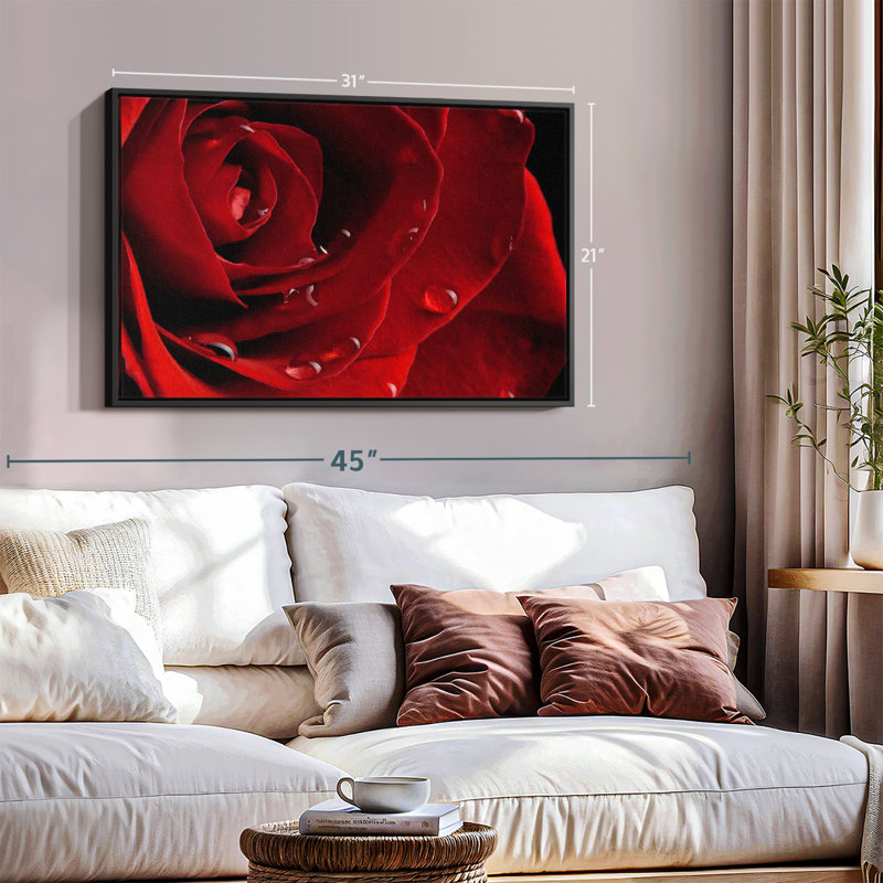 Impression sur toile Fresh Red Rose, H 21 po x l 31 po