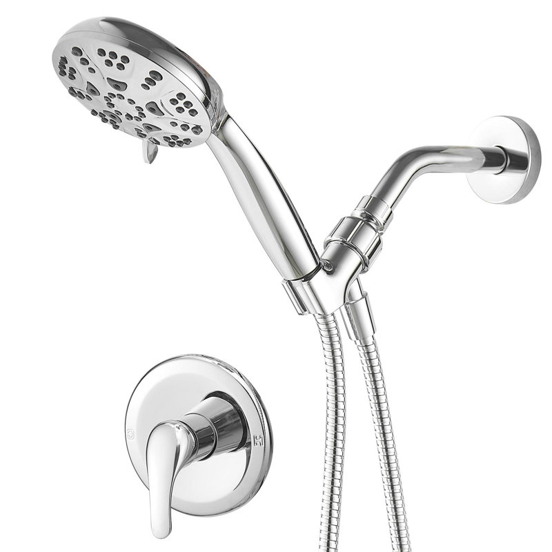 Single Handle 6 Spray Rain Shower Head Round Shower Faucet 1.8 GPM With High Pressure In Polished Chrome (Valve Included)