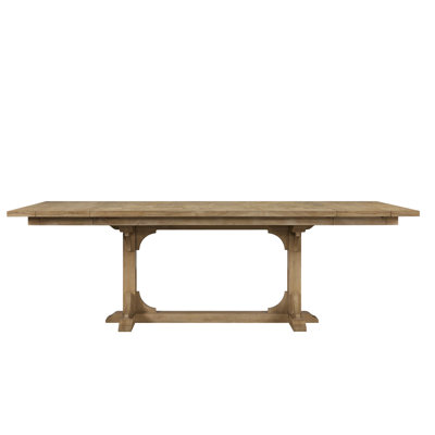 Table haute de comptoir à tréteaux avec finition noix de cajou, extensible de 84 à 114 pouces, parquet géométrique, placage, pour événements, bois massif+, hauteur 36 pouces, largeur 44 pouces, poids 230,5 lb, table extensible avec finition parquet.