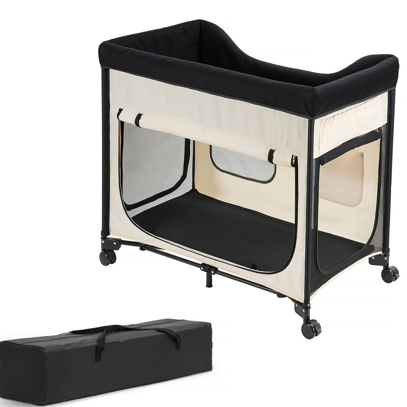 Lit superposé pliable pour chien avec roulettes et sacs latéraux L