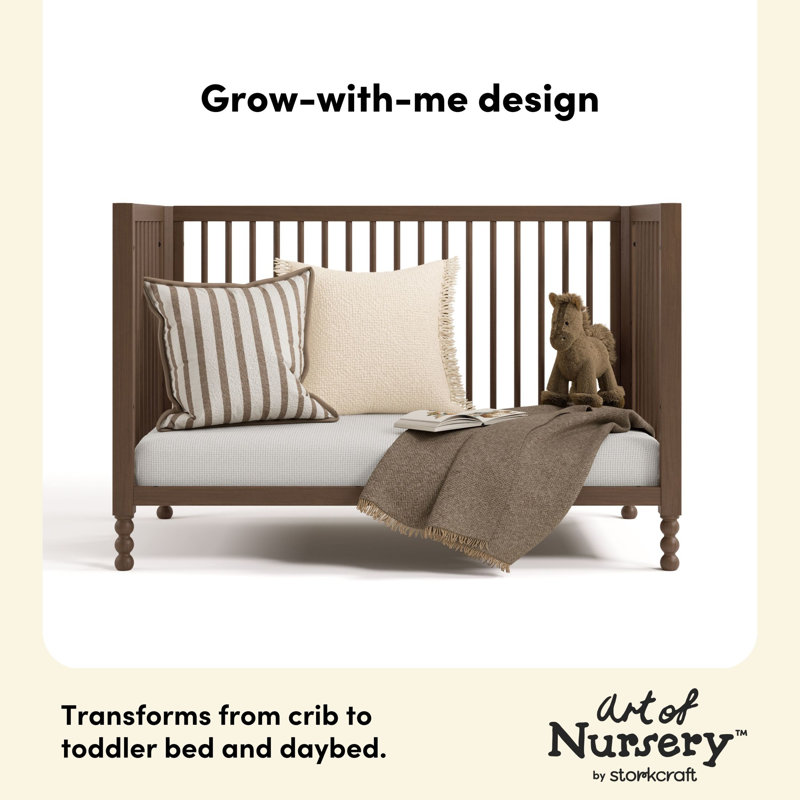 Rio 5-in-1 Convertible Crib with Toddler Guardrail, Hazelnut