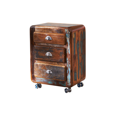 Freezy 55cm Wide 3 -Drawer Mobile Solid Wood File Cabinet