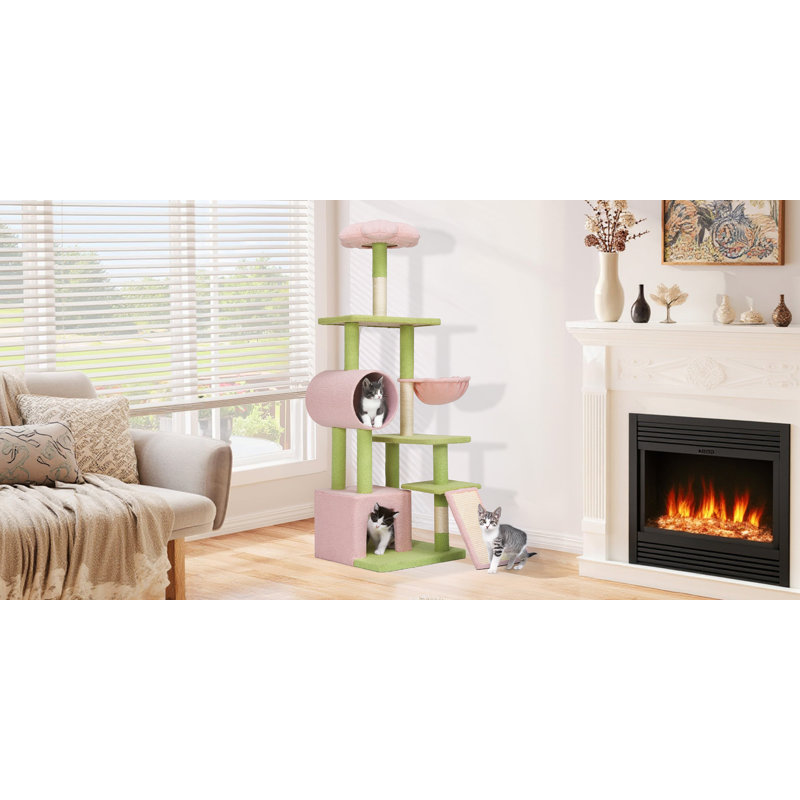 Flower-Style Cat Tree Tower with Detachable Perch