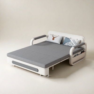 Canapé-lit convertible avec rangement, design gris moderne pour le salon ou la chambre d'amis