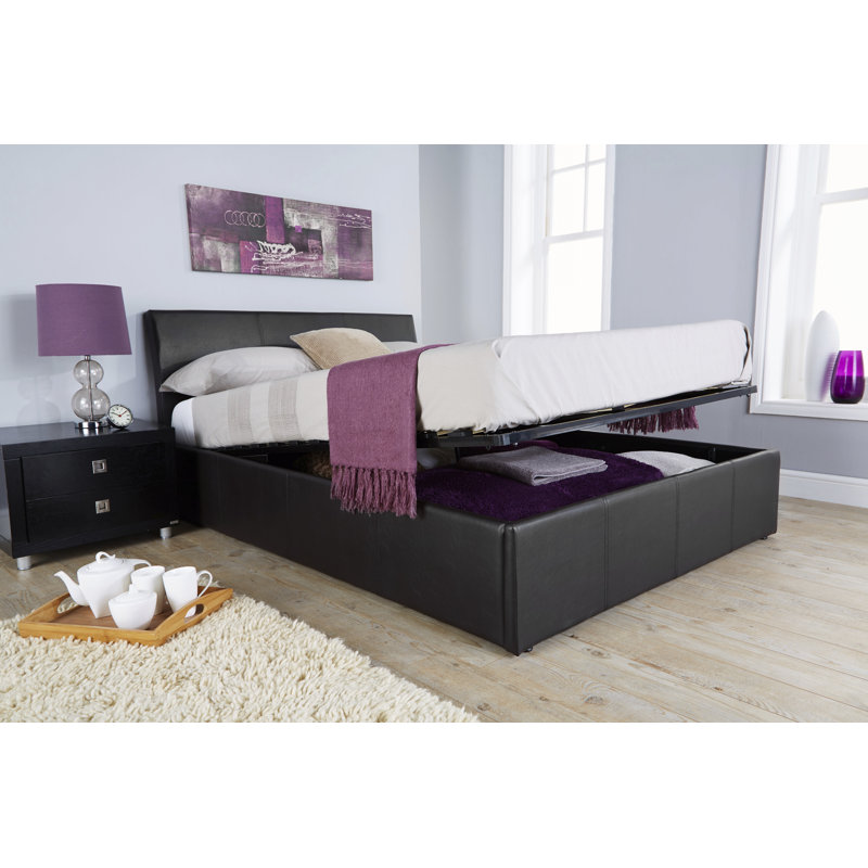 Baudoin Upholstered Ottoman Storage Bed, Double (4'6), Black