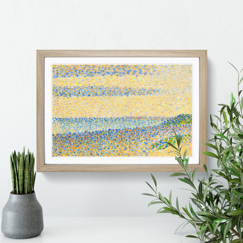 Seascape at Gravelines by Georges Seurat - Picture Frame Painting, Oak Framed, 36cm H x 48cm W x 2cm D