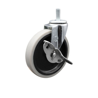 5 Inch Thermoplastic Rubber Wheel 3/8 Inch Threaded Stem Caster with Brake SCC -  Service Caster, SCC-TS05S510-TPRS-SLB-381615