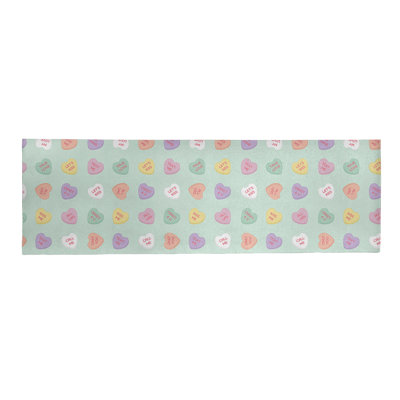 Tapis vert/rose/zone jaune fait main