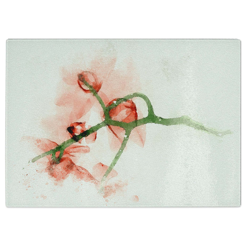 Tempered Glass Orchid Flower Art Chopping Board, 39 cm W x 28.5 cm L