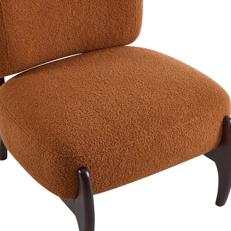 Chaises d'appoint modernes avec cadre en bois massif 25,5 po Yadiel, Boucle orange