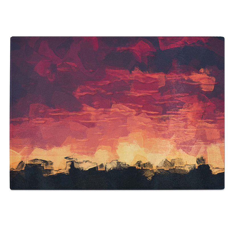 Glass Flaming Skies in Abstract Chopping Board, 28.5 cm W x 20 cm L