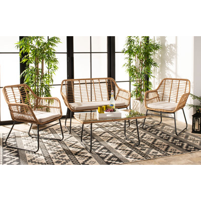 Padron 4 Piece Rattan Multiple Chairs Seating Group with Cushions
