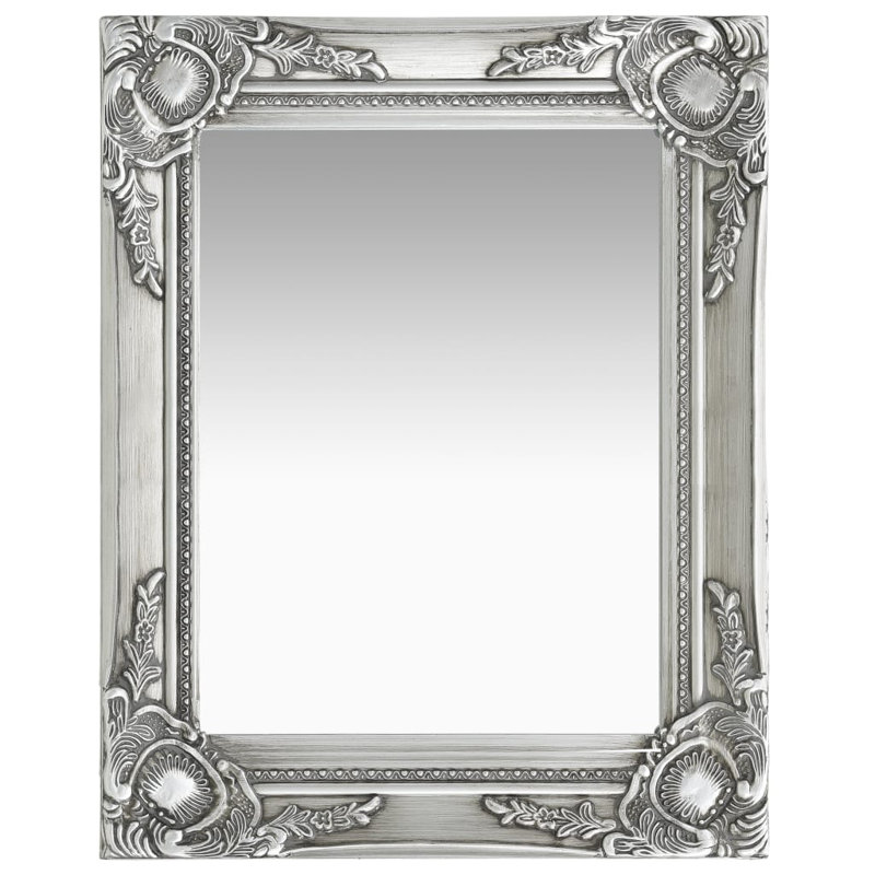 Ginsberg Wood Square Wall Mirror, Silver, 60cm H x 40cm W