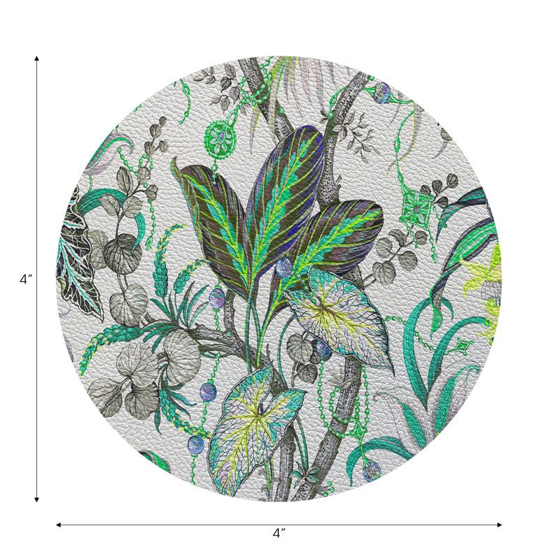Sous-verres ronds en cuir Amazonia Tourmaline, Tourmaline