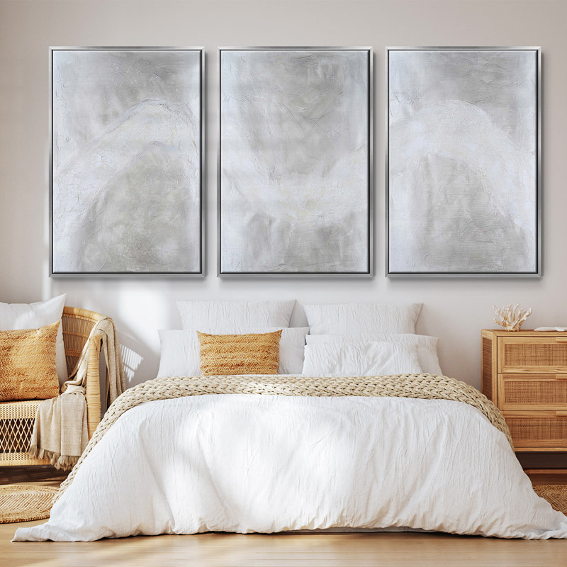 Ensemble de 3 pièces encadrées sur toile Snowdrift I, Argent, H 36 po x l 72 po