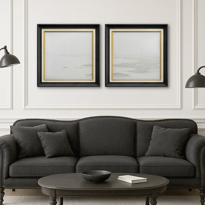 «Minimalist Misty Lake and Pine Tree Landscape Neutral Asian Inspired Scenery Decor», impression encadrée sur papier, chambre principale, 2 pièces