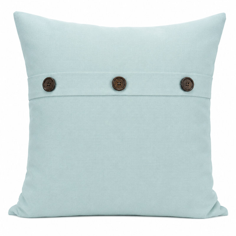Solid Button Down Blend 20" Throw Pillow, Blue