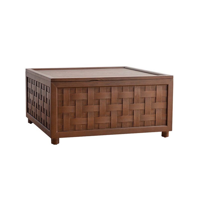 Table basse Farmhouse avec rangement, grande table basse carrée pour le salon