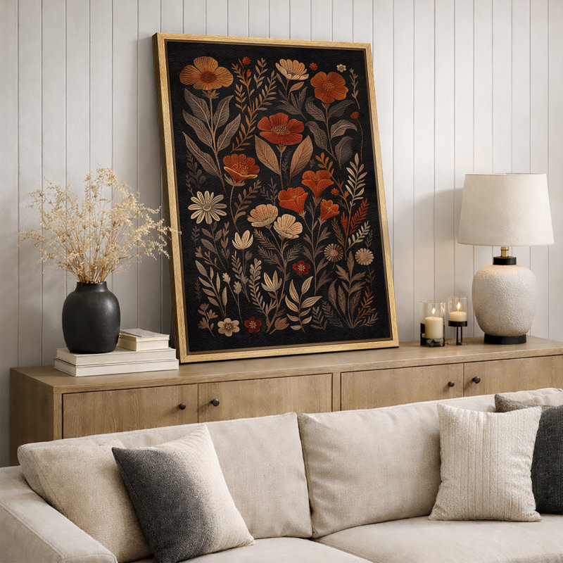 «Vibrant Wildflower Dark Moody Wildflower», art mural encadré, impression numérique sur toile, impression numérique sur toile