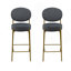 Ensemble de 2 tabourets de bar rembourrés d'intérieur en bois, finition noyer foncé et ivoire, ensemble de 2-1048645314