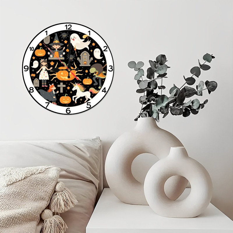 Horloge d'Halloween, personnages mignons, citrouilles