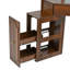 Ensemble de meuble-lavabo de coin avec tabouret de rangement rembourré et station de charge, bureau de maquillage triangulaire avec armoire latérale amovible, bureau de coiffeuse en verre avec tiroir et tablette, noyer