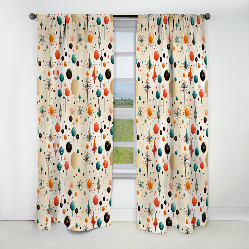 Atomic Retro Revival - Midcentury Curtain - Blackout Geometric Curtain - 1 Panels, 52" W x 108" L