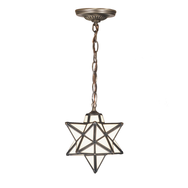 Meyda Tiffany & Stained Glass 1 - Light Pendant, 13" H x 9" W x 9" D, Cloud White