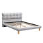 Lit double confortable gris avec tête de lit et structure en forme de biscuit, revêtement en chenille, pieds en bois d'hévéa stables pour 12 nuits reposantes