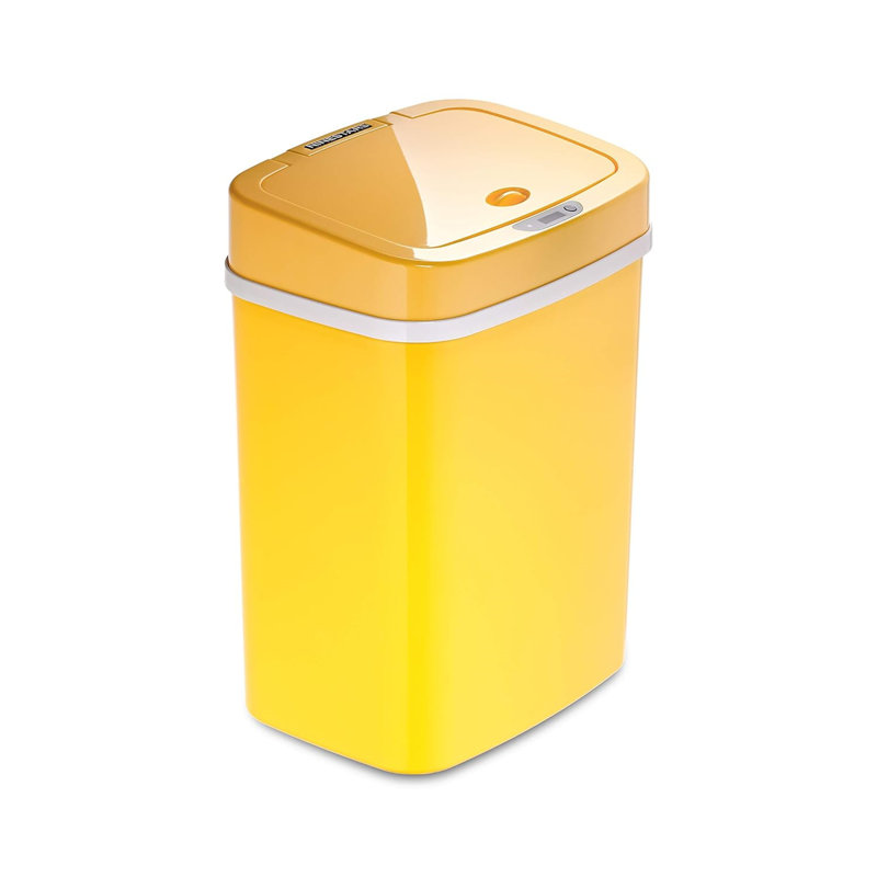 Nine Stars 3.2 Gallon Plastic Motion Sensor Trash Can, Yellow