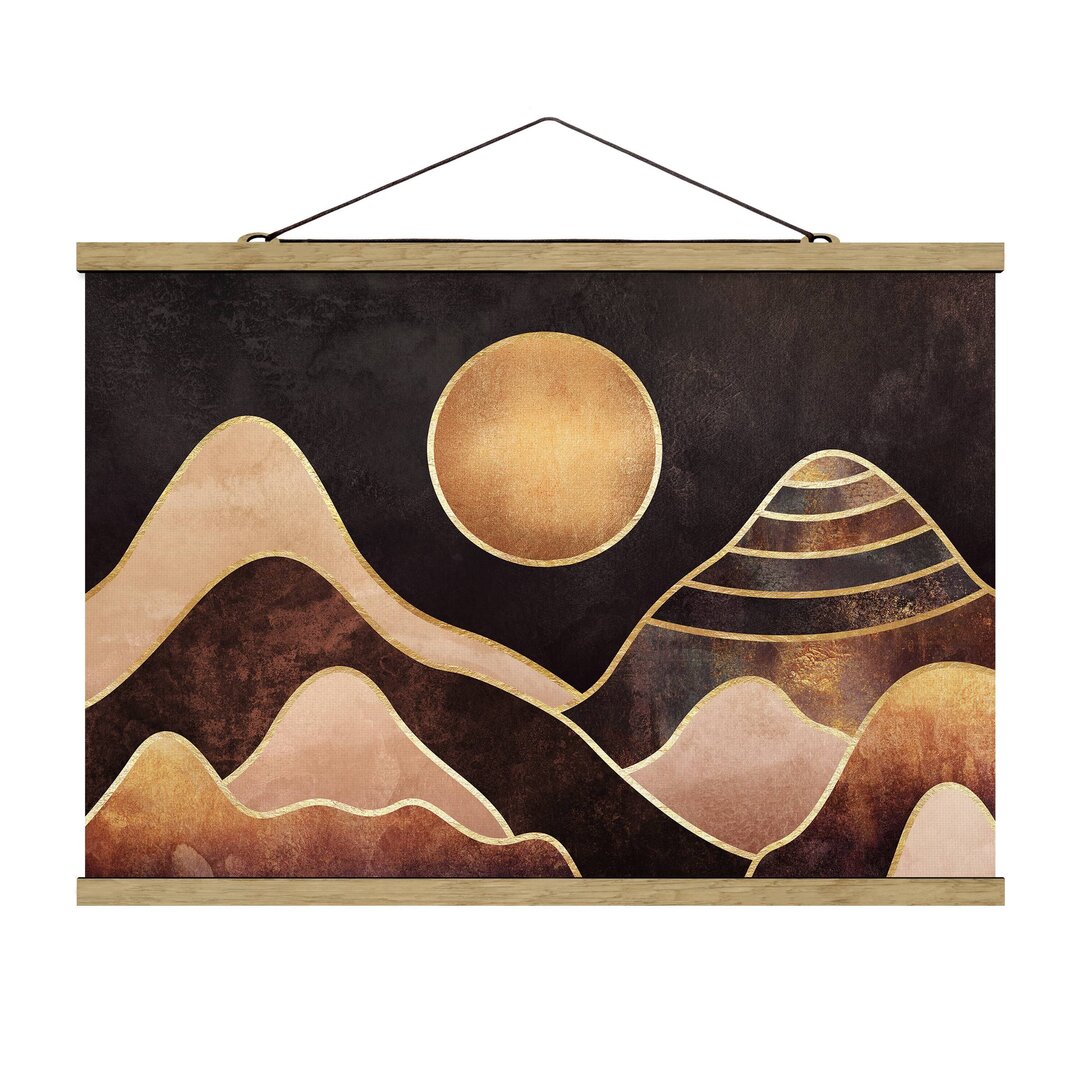 Grafikdruck Golden Sun Abstract Mountains von Elisabeth Fredriksson