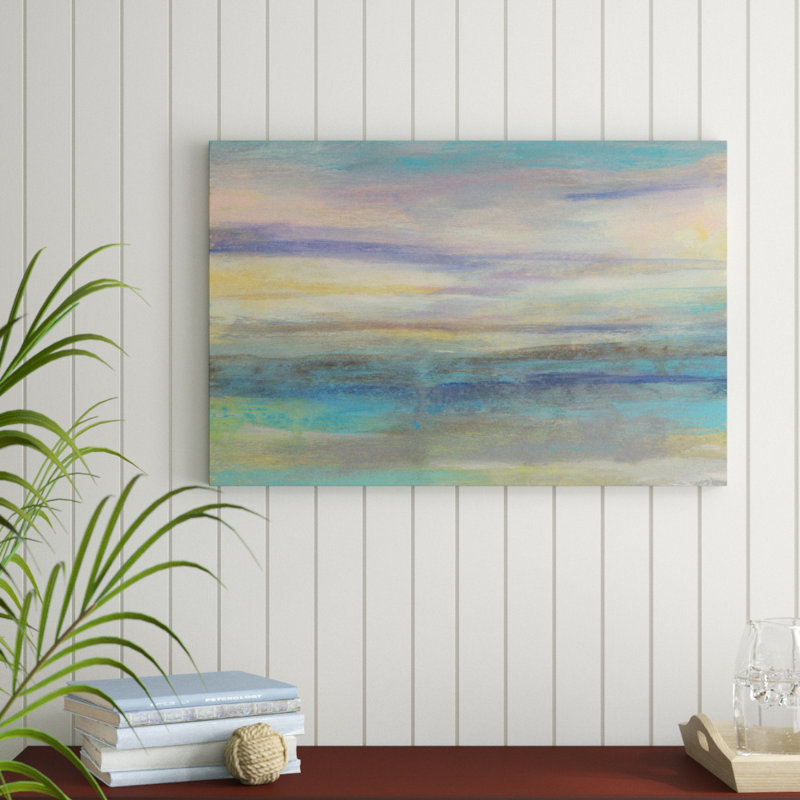 «Lilac Horizon II», peinture sur toile, H 24 po x l 36 po
