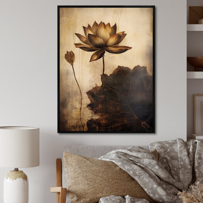 Rustic Lotus Serenity sur toile