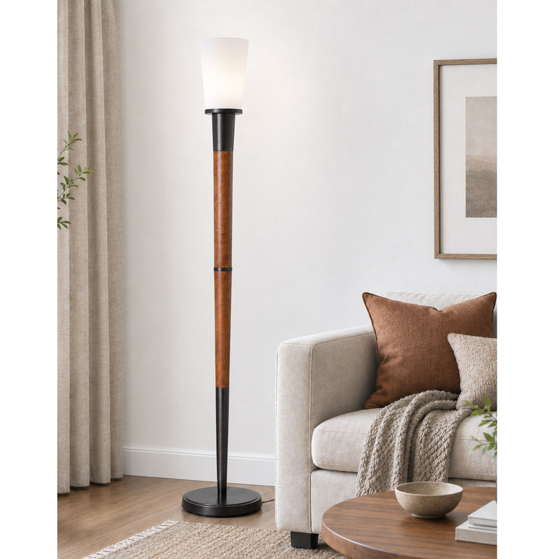 Lampe sur pied Vanover 73 po, BlackBronze/Walnut