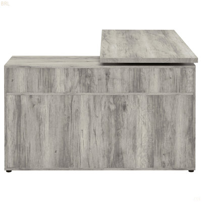 Bureau gris en L en bois flotté avec rangement