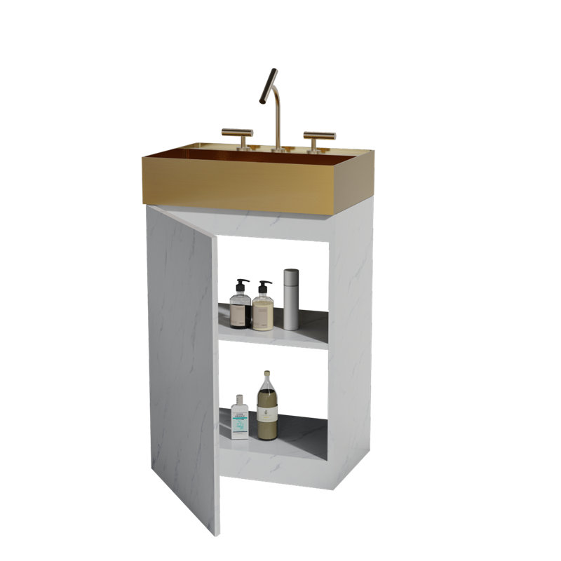 Meuble-lavabo en marbre avec lavabo en céramique, Marbre blanc