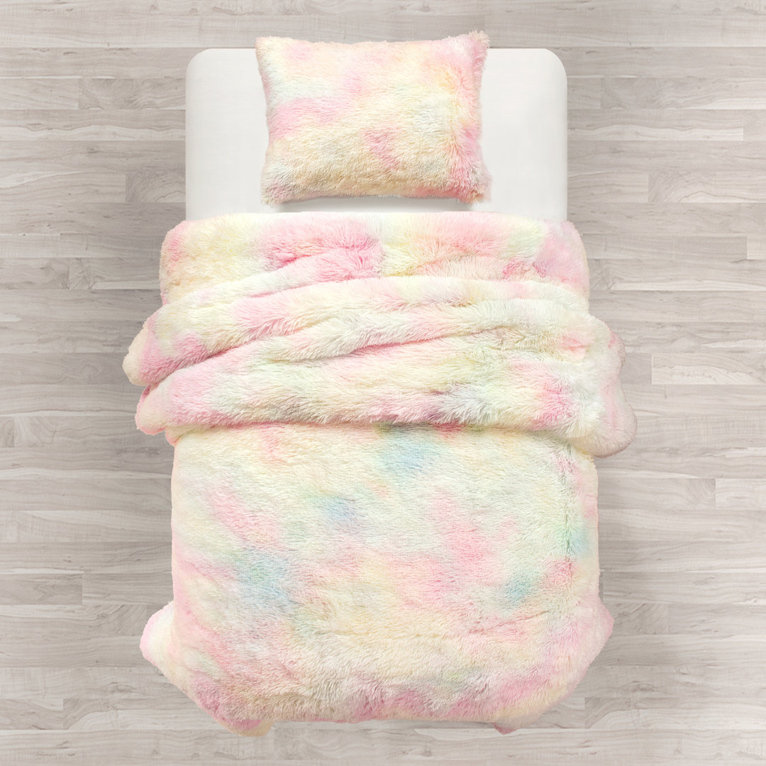 Yellow/Pink Microfiber 2 Piece Comforter Set Lush Decor 