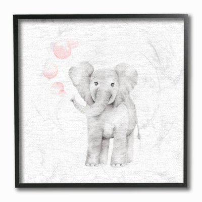 «Baby Elephant Bubbles», impression en lin rose